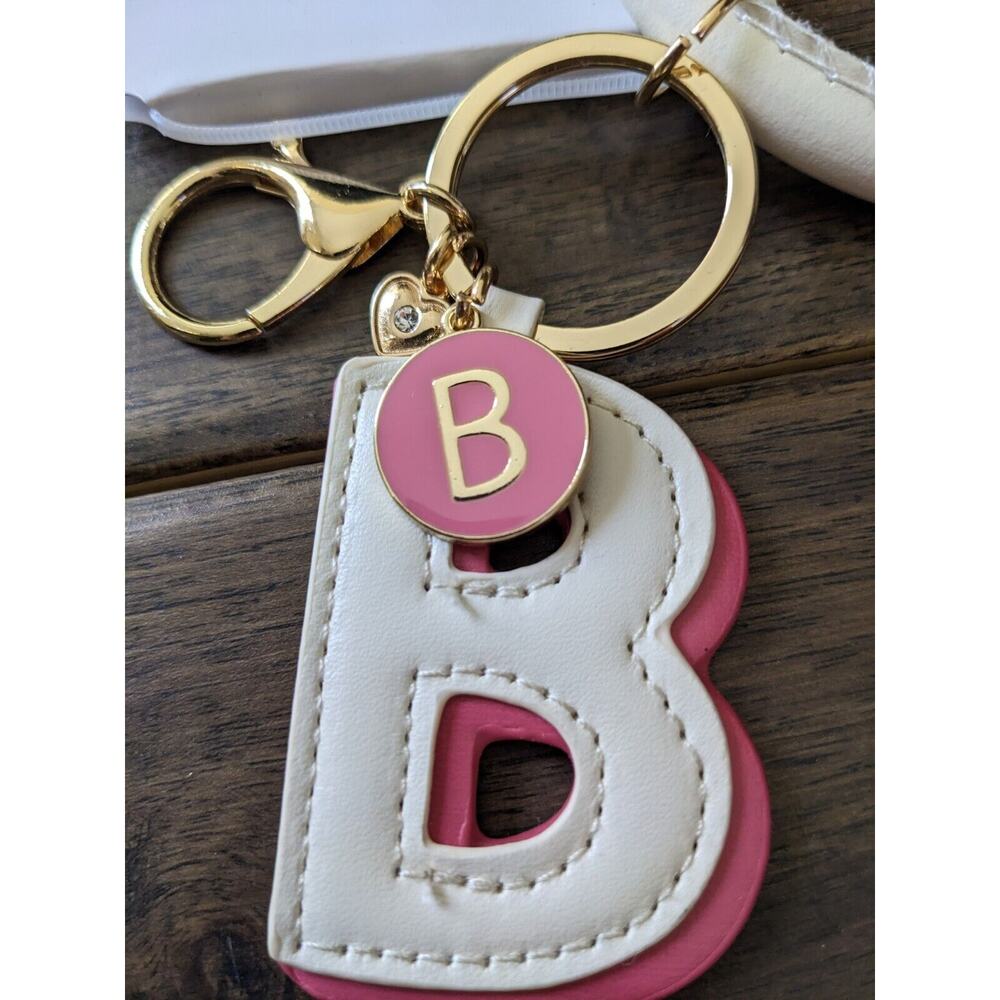 Time & Tru Womens Initial Alphabet B Charm Keychain Keyring Bangle Bracelet New - Picture 2 of 4